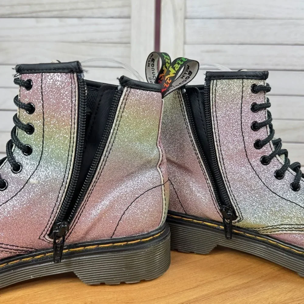 Dr. Martens 1460 Ombre Pastel Glitter Sparkle‎ Combat Boots Rainbow 2 Kids